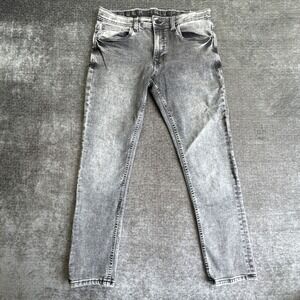 Projek Raw Slim Straight Jeans Mens 32x30 Gray Acid Wash Streetwear Mid‎ Rise